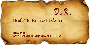 Deák Krisztián névjegykártya